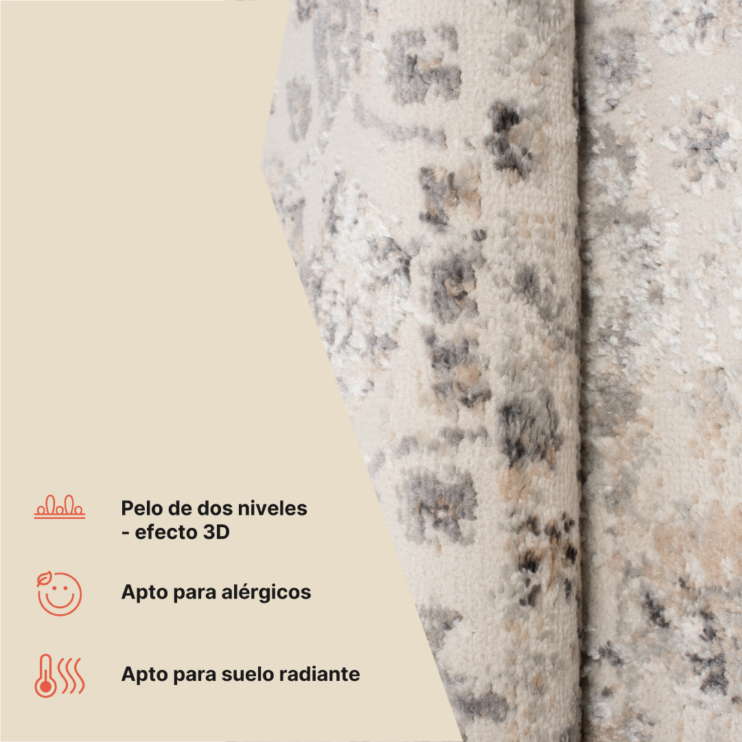 Alfombra Valley Gris Beige Ornamental Borde