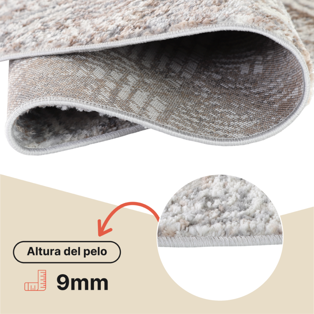 Alfombra Valley Redonda Gris Beige Geométrico Cuadrado