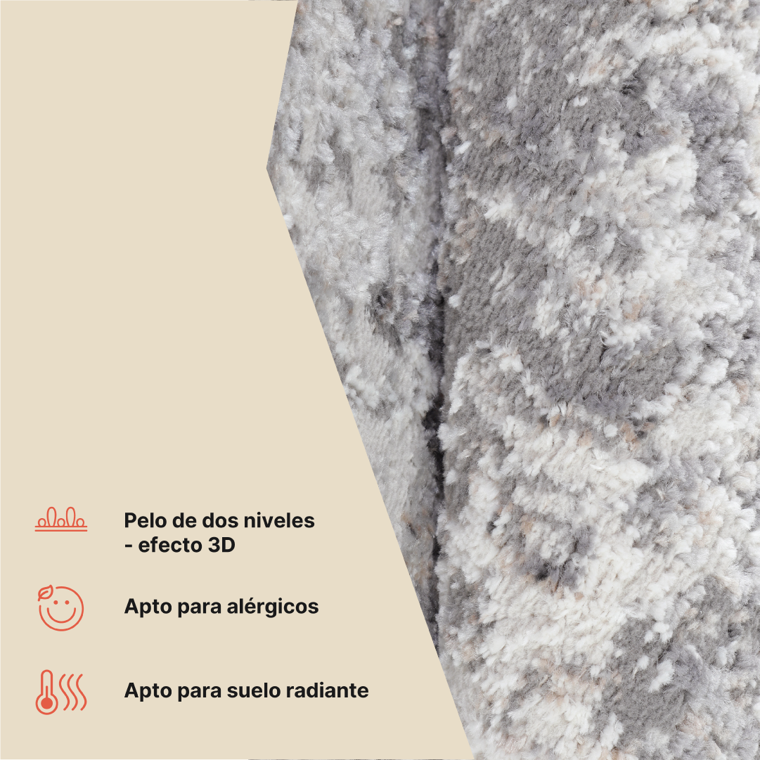 Alfombra Valley Redonda Gris Oscuro Vintage Borde