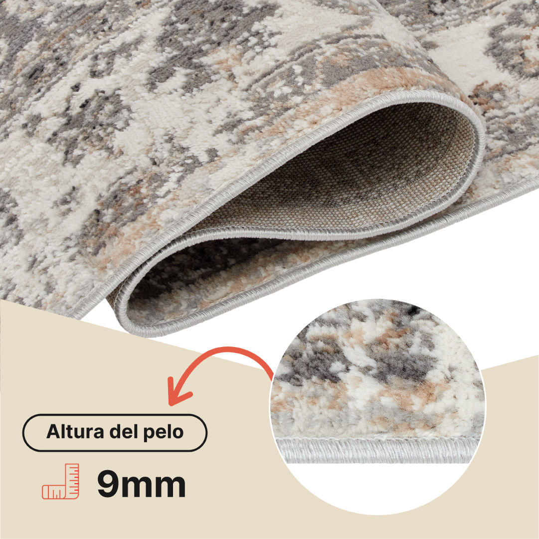 Alfombra Valley Gris Oscuro Vintage Borde