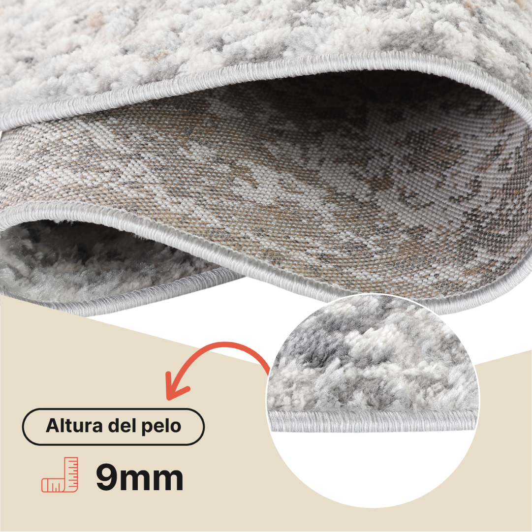 Alfombra Valley Redonda Gris Ornamental Vintage