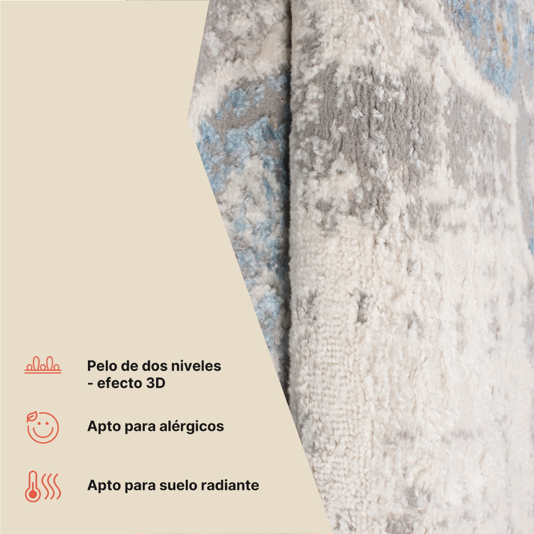 Alfombra Valley Gris Azul Vintage Floral
