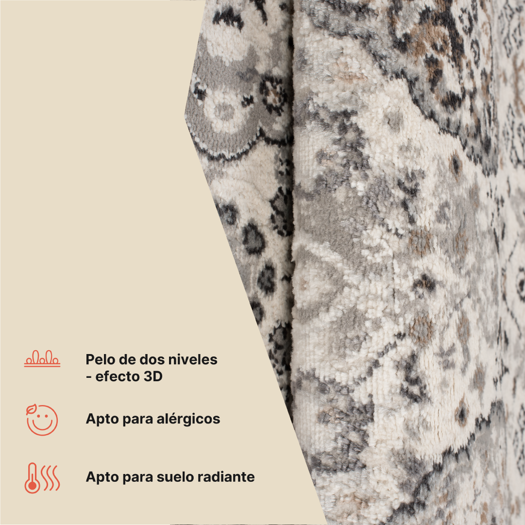 Alfombra Valley Gris Cobre Ornamental Vintage
