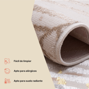 Alfombra Crystal Verde Dorado Crema Hojas Efecto 3D
