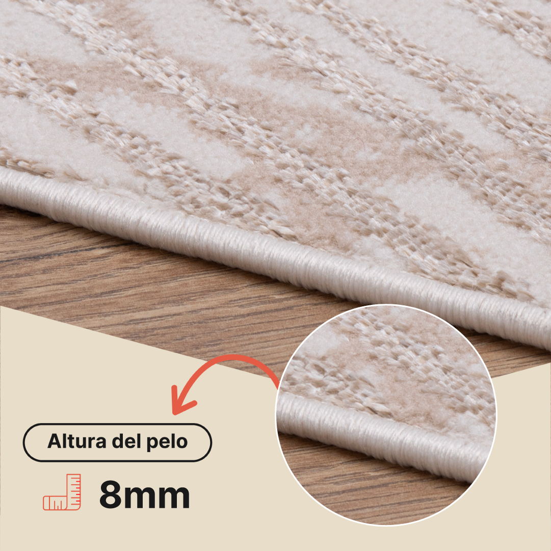Alfombra Crystal Dorado Marrón Crema Hojas Efecto 3D