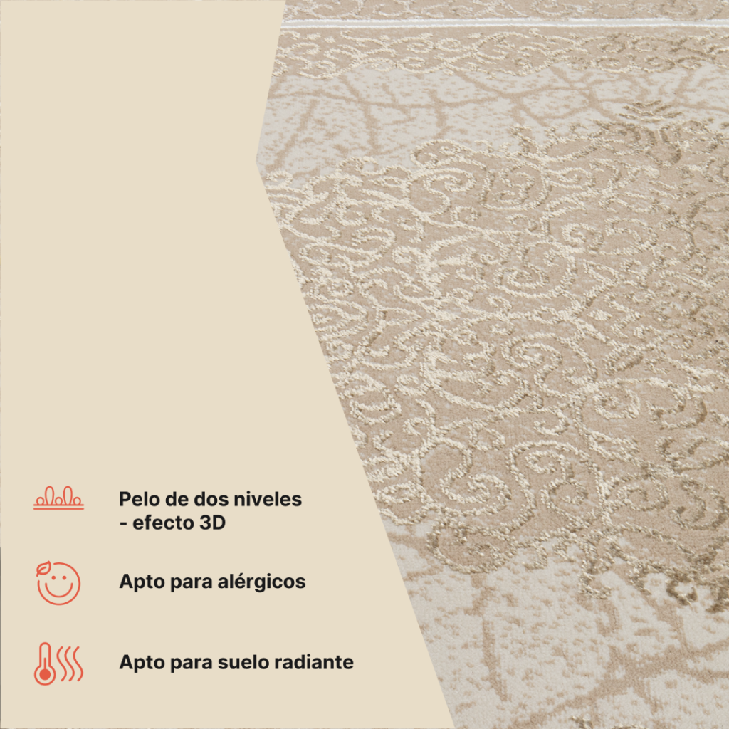 Alfombra Ares Marrón Beige Rosetón Vintage