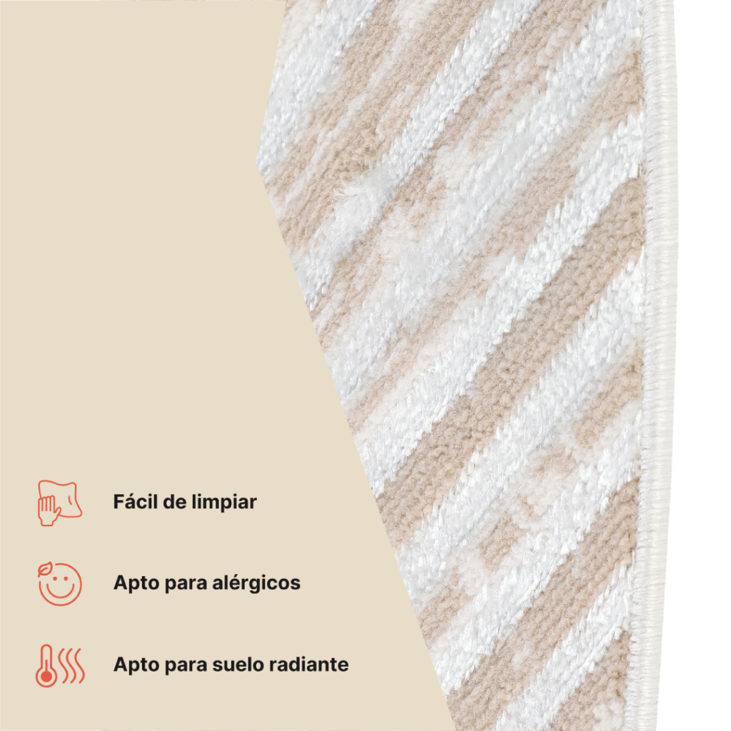 Alfombra Crystal Redonda Beige Marrón Crema Rayas