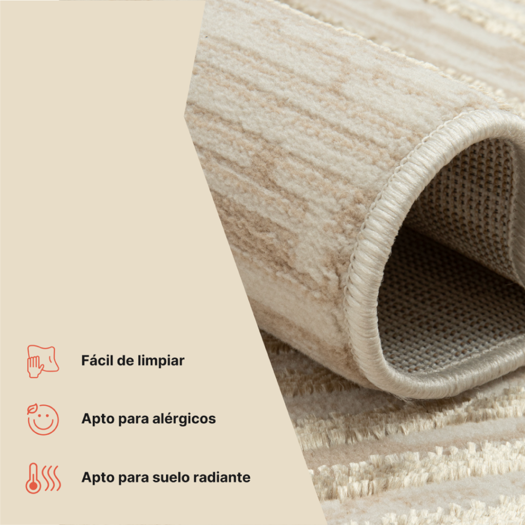 Alfombra Crystal Beige Marrón Crema Rayas Efecto 3D