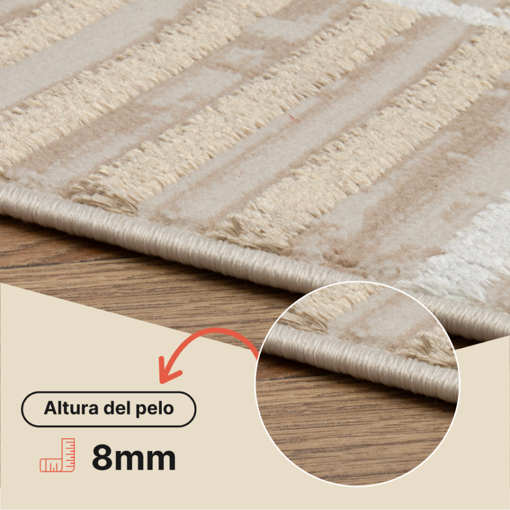 Alfombra Crystal Marrón Beige Crema Rayas Efecto 3D