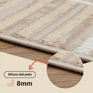 Alfombra Crystal Marrón Beige Crema Rayas Efecto 3D