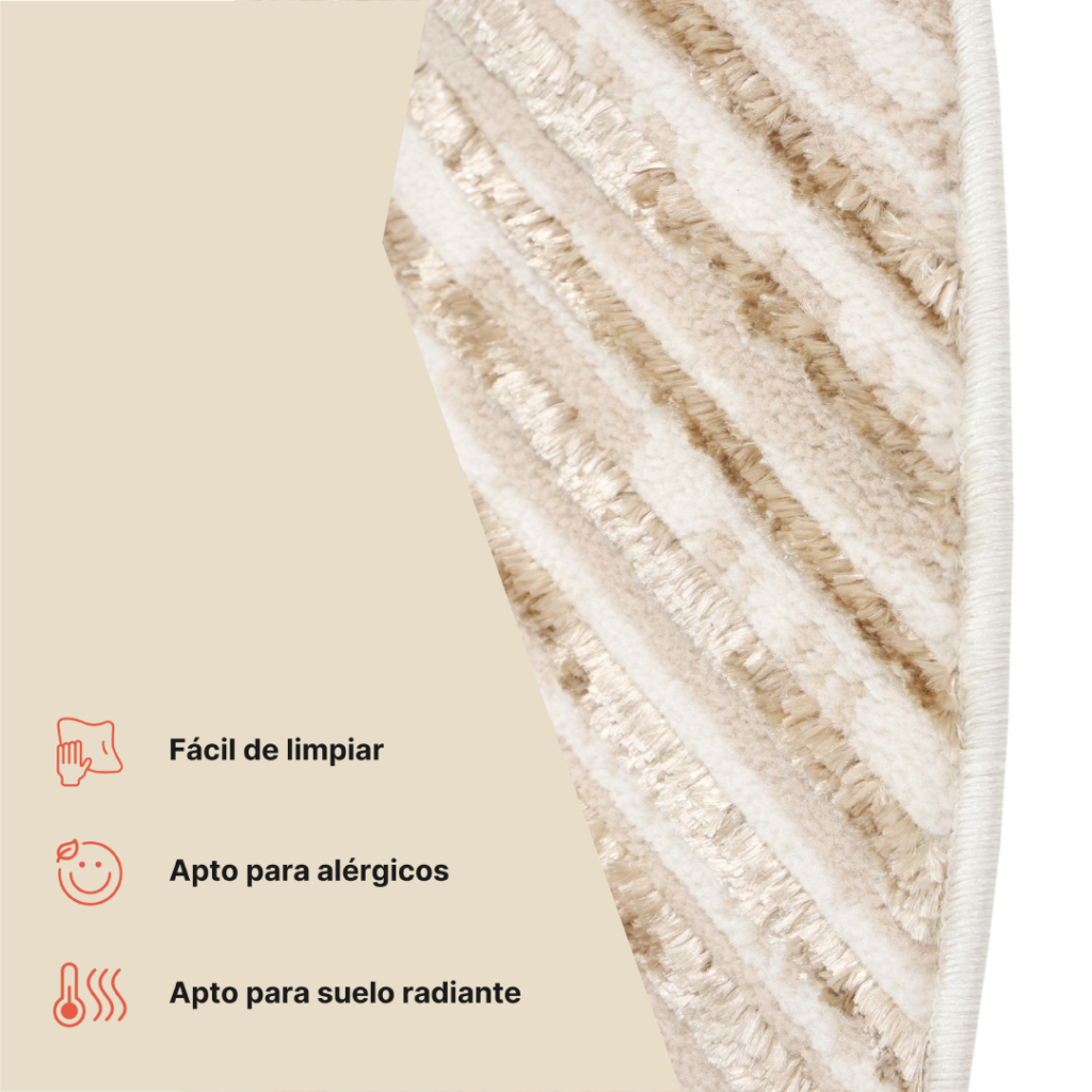 Alfombra Crystal Redonda Marrón Beige Crema Rayas