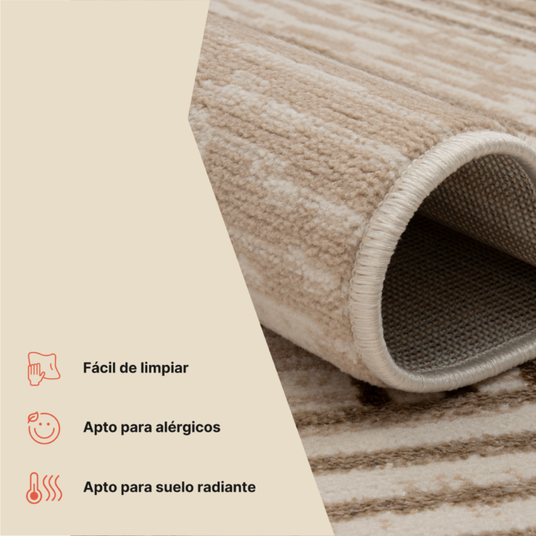 Alfombra Crystal Marrón Beige Crema Rayas Efecto 3D