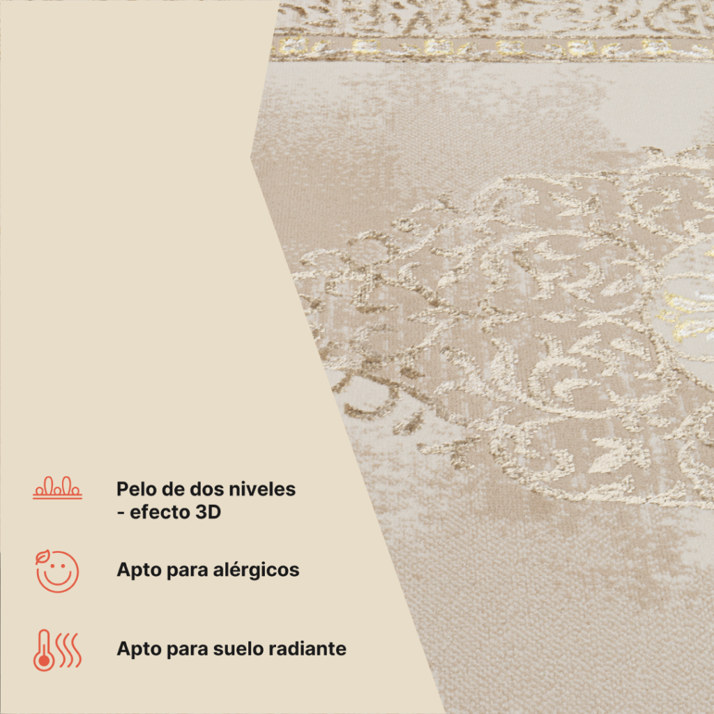 Alfombra Ares Dorado Marrón Beige Rosetón