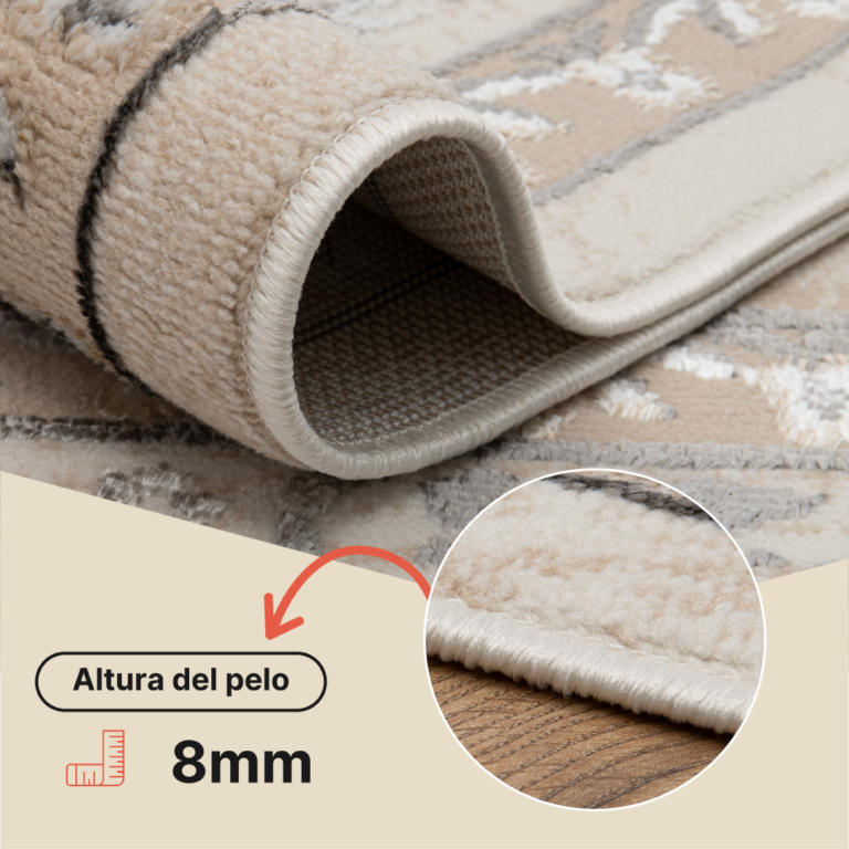 Alfombra Ares Gris Beige Rosetón Vintage
