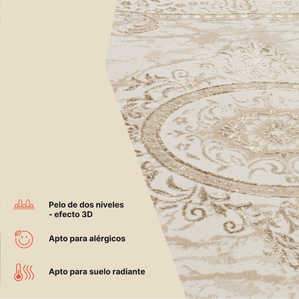 Alfombra Ares Marrón Beige Tradicional Rosetón