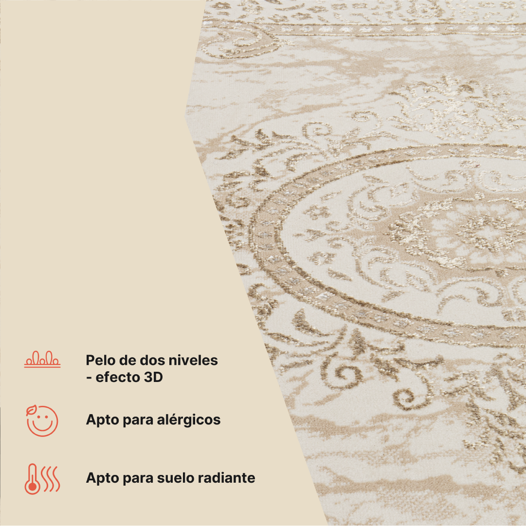 Alfombra Ares Marrón Beige Tradicional Rosetón