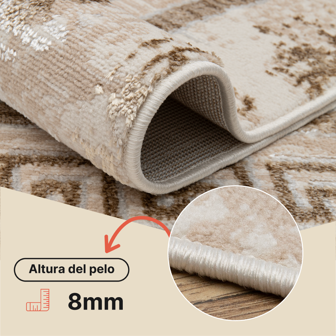 Alfombra Ares Marrón Borde Moteado Vintage
