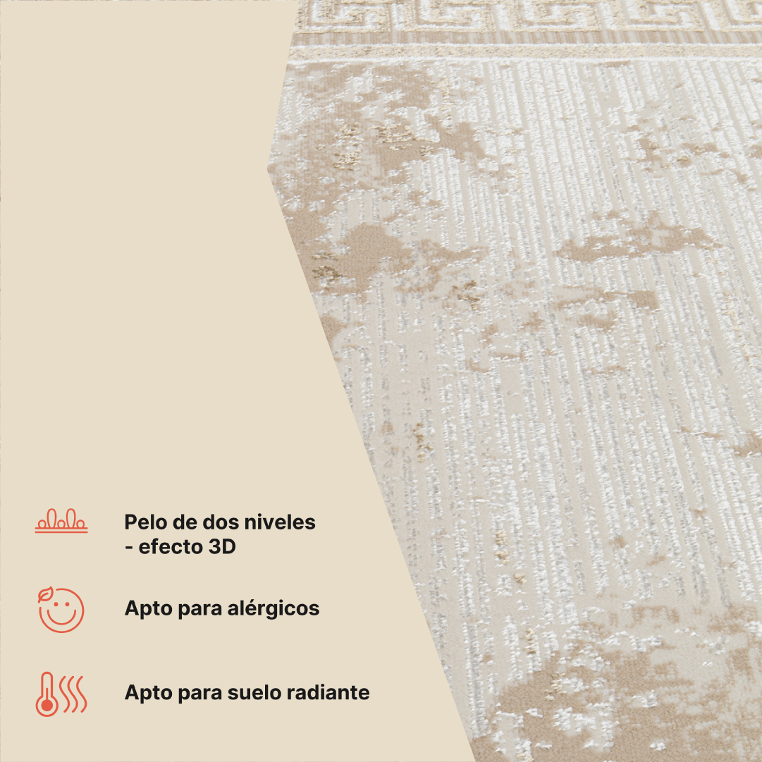 Alfombra Ares Marrón Borde Moteado Vintage