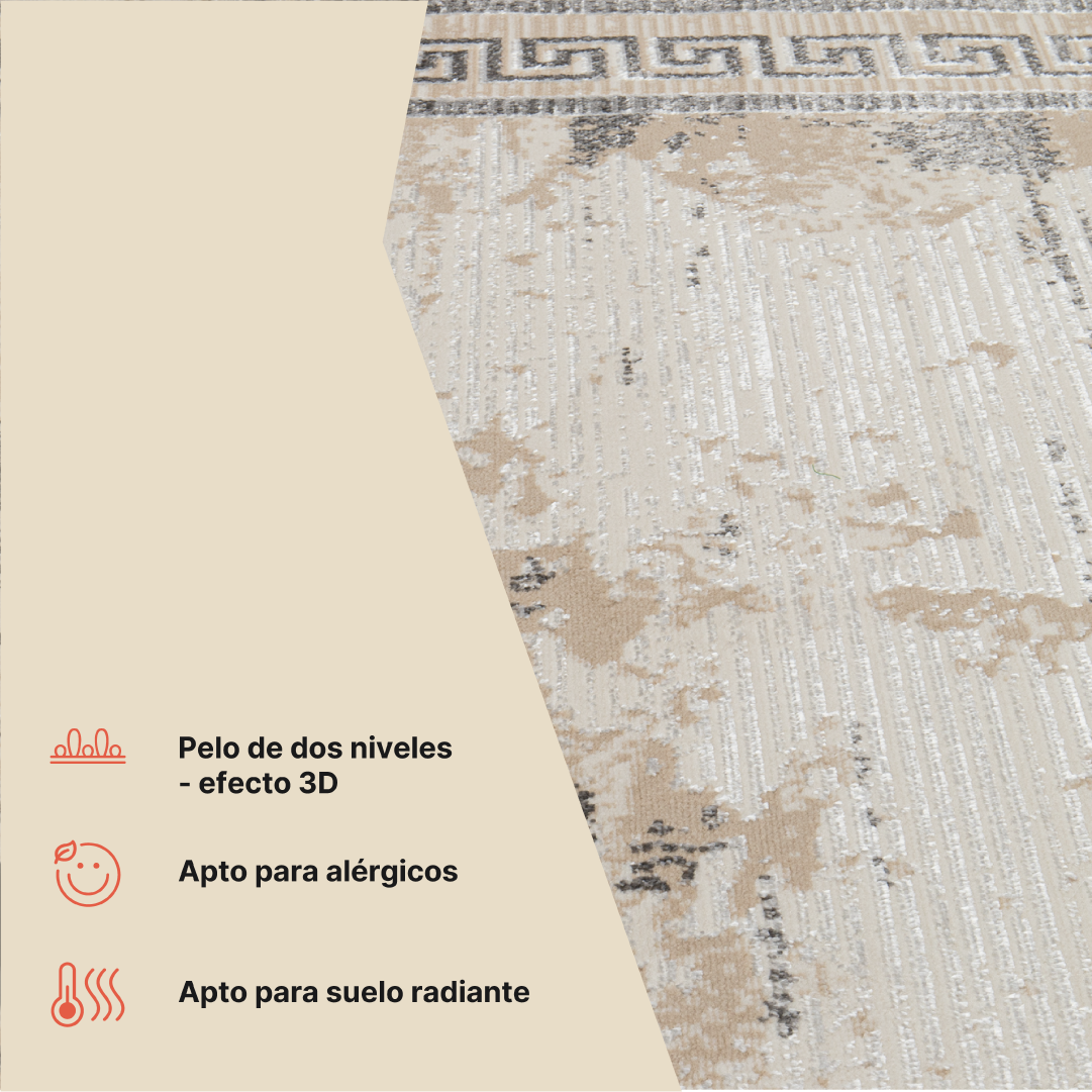 Alfombra Ares Gris Beige Borde Moteado