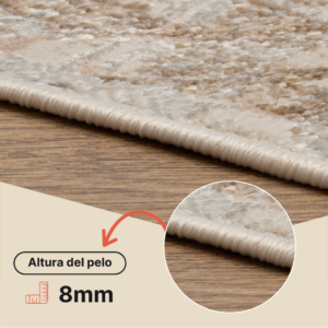 Alfombra Crystal Crema Marrón Moteado Líneas Efecto 3D