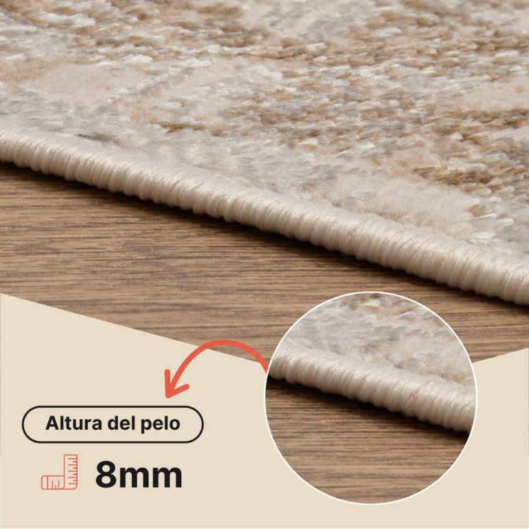 Alfombra Crystal Crema Marrón Moteado Líneas Efecto 3D