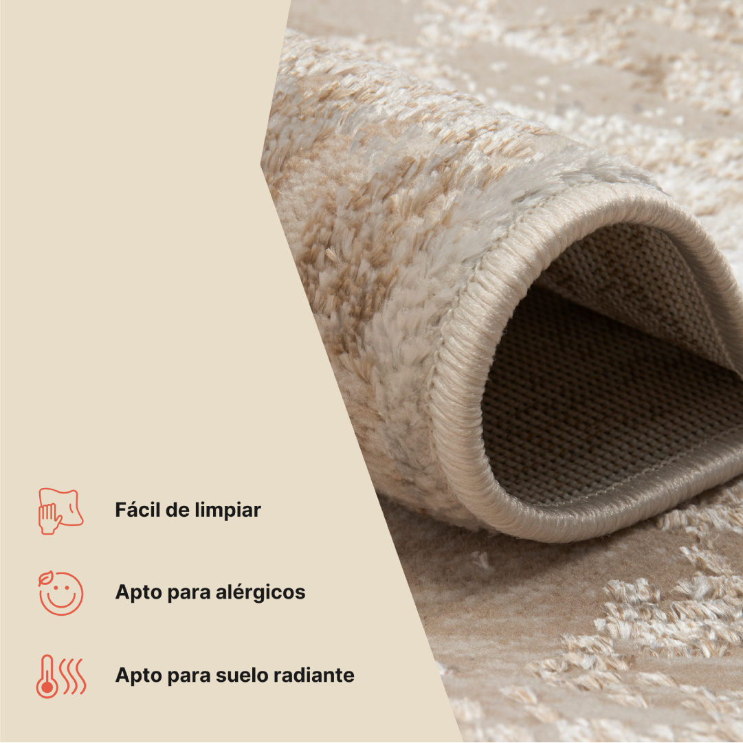 Alfombra Crystal Crema Marrón Moteado Líneas Efecto 3D