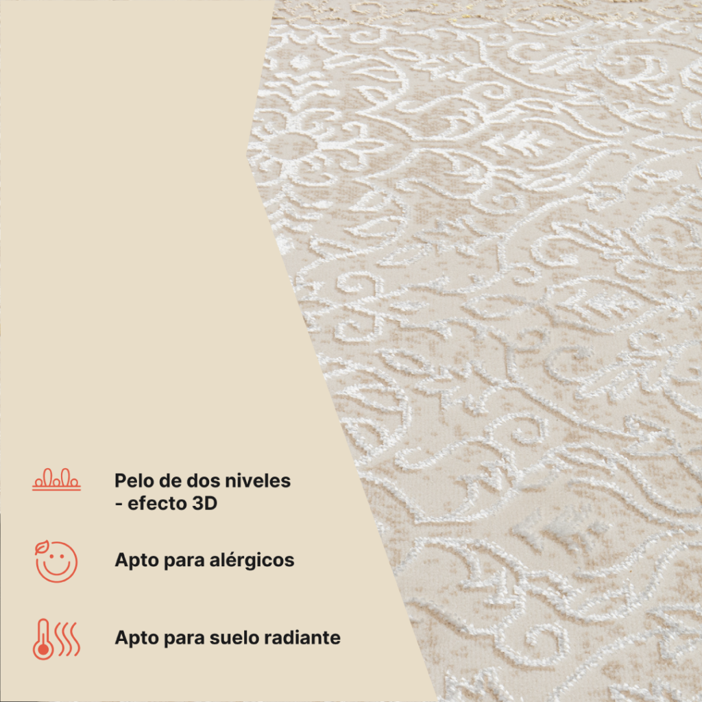 Alfombra Ares Crema Marrón Ornamental Vintage