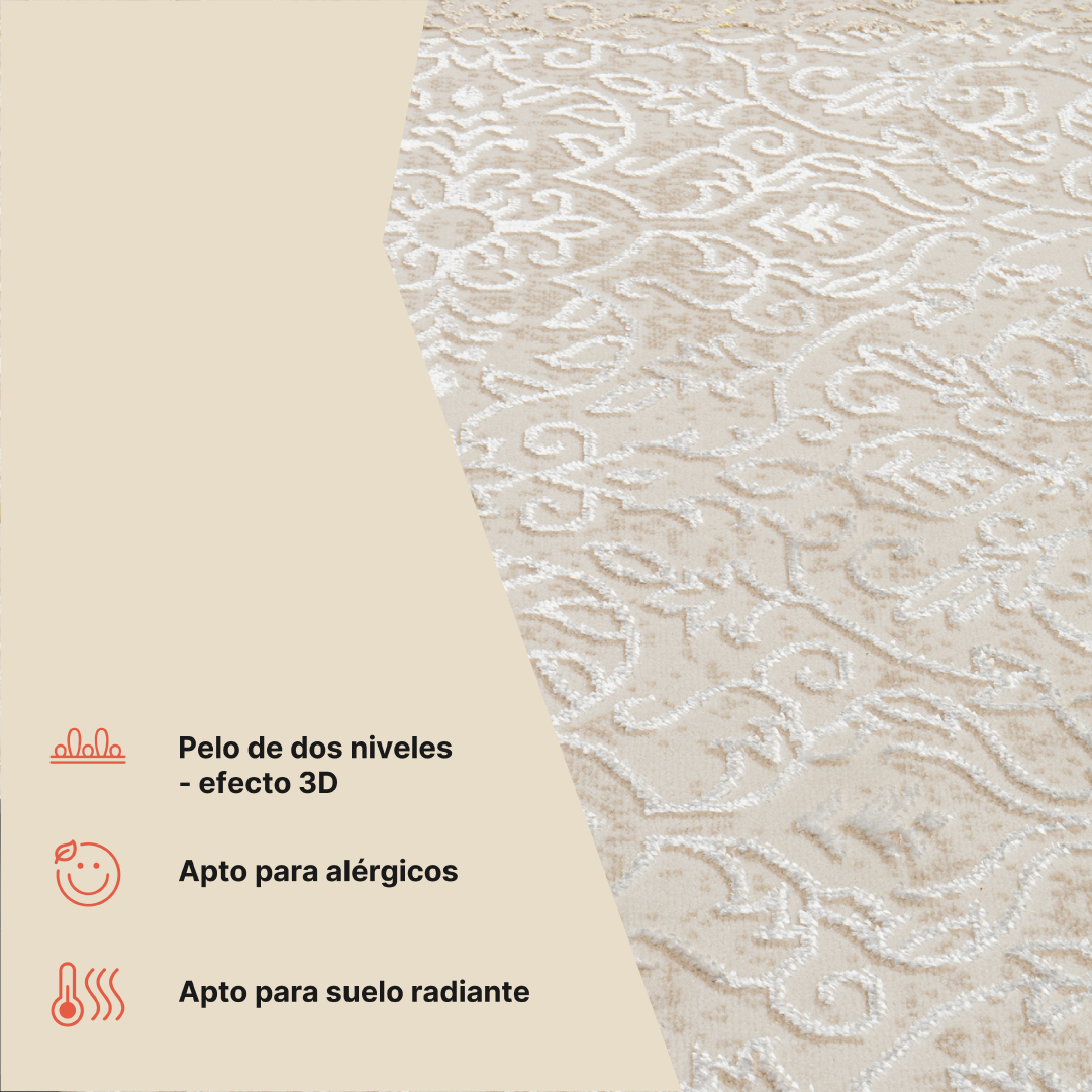 Alfombra Ares Crema Marrón Ornamental Vintage