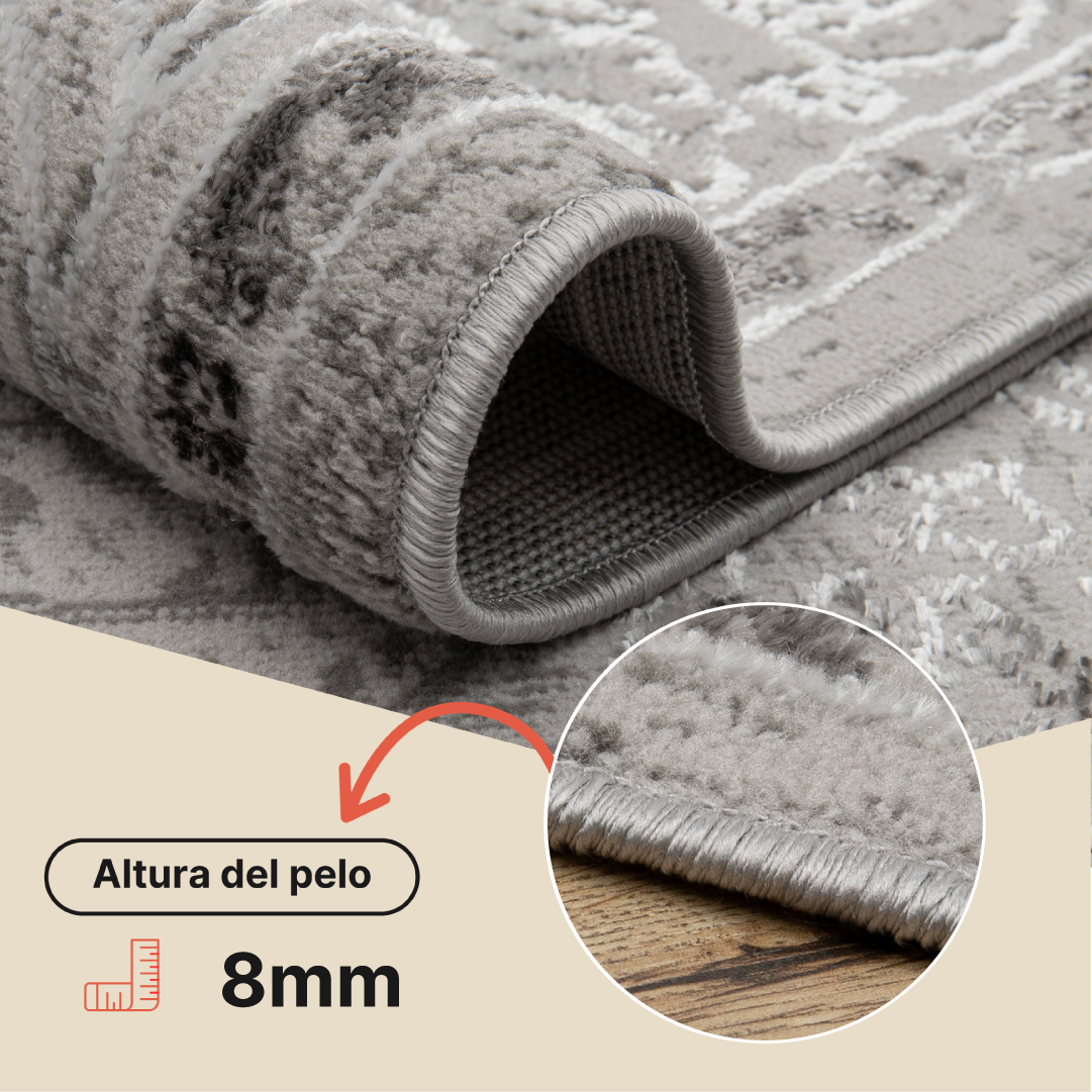 Alfombra Ares Gris Vintage Medallón