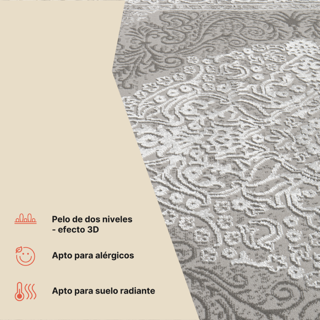 Alfombra Ares Gris Vintage Medallón