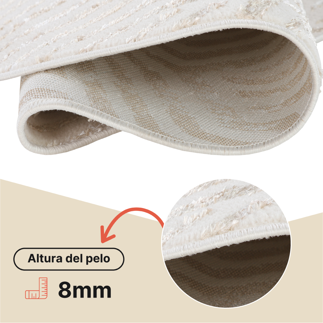 Alfombra Crystal Redonda Marrón Crema Beige Líneas