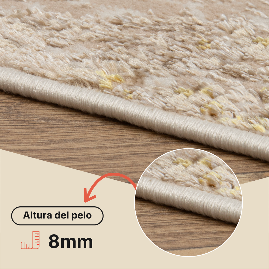 Alfombra Crystal Beige Dorado Crema Mármol Efecto 3D