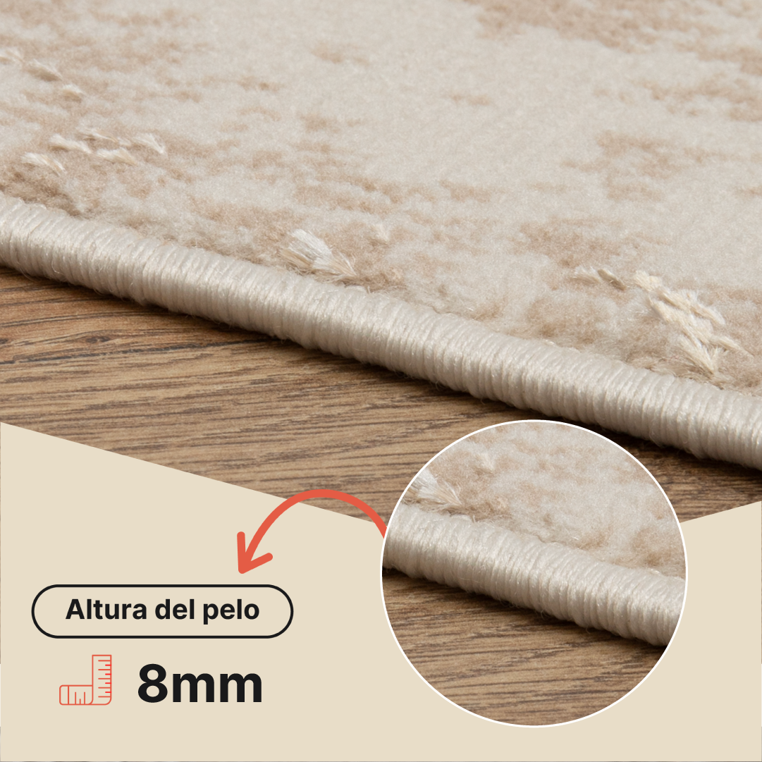 Alfombra Crystal Marrón Beige Mármol Efecto 3D