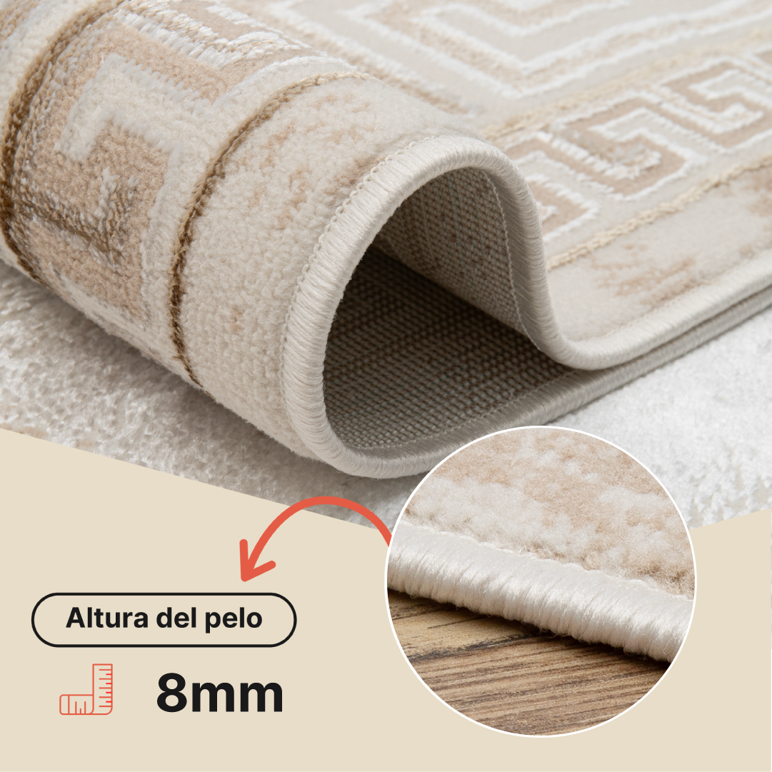 Alfombra Ares Beige Borde Abstracto