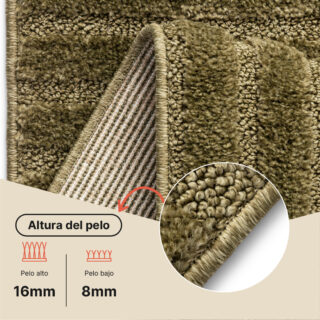 Alfombra Relievo 3D Oliva a Rayas