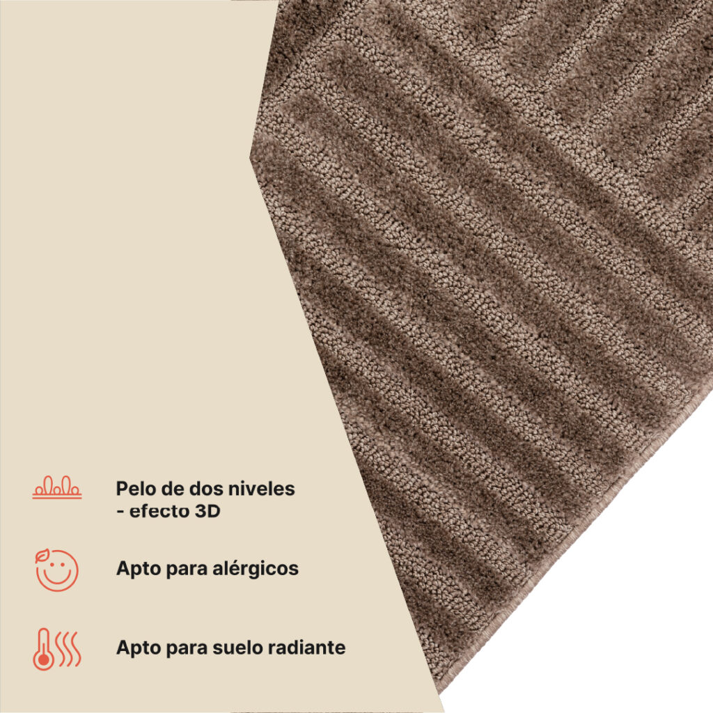 Alfombra Relievo 3D Taupe a Rayas