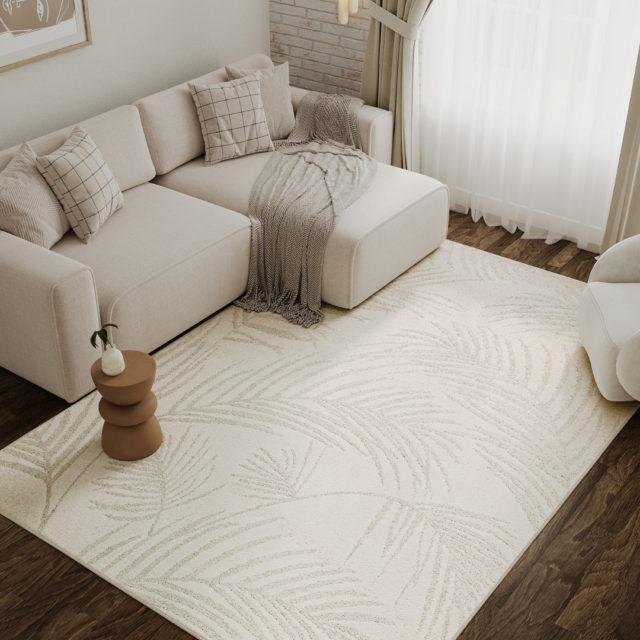 Alfombra Terra Crema Hojas de Palma