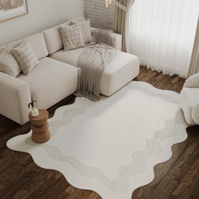 Alfombra Terra Crema Ola Forma Irregular