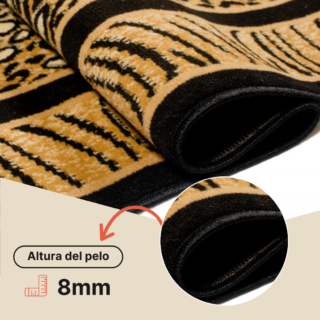 Alfombra Atlas Negro Marrón Estampado Animal Safari