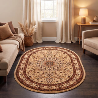 Alfombra Atlas Ovalada Beige Claro Ornamento