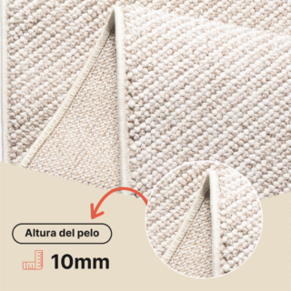 Alfombra Agra Beige con Flecos Blancos