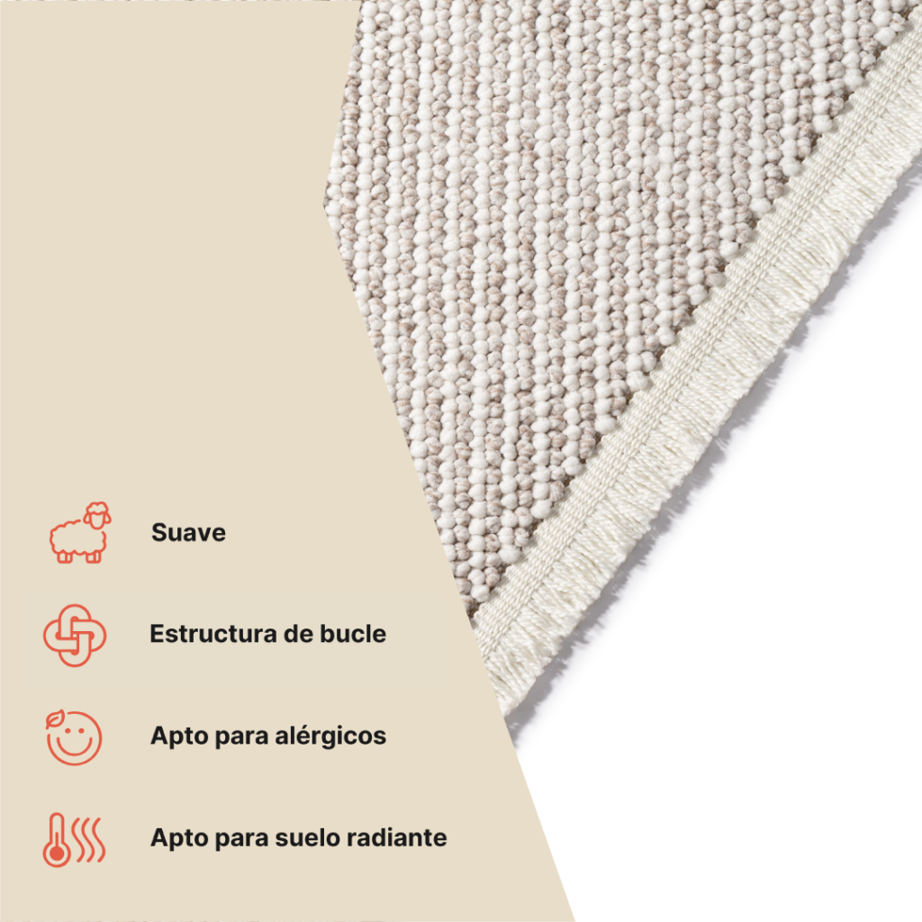 Alfombra Agra Beige con Flecos Blancos
