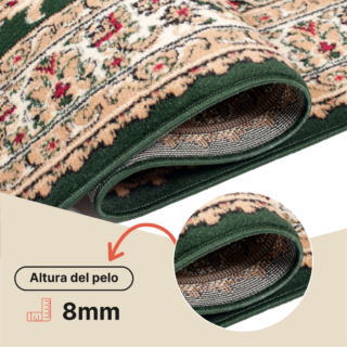 Alfombra Atlas Verde Tradicional Rosetón Borde