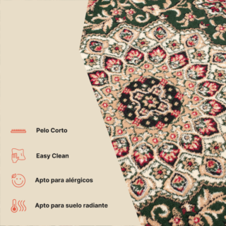 Alfombra Atlas Verde Tradicional Rosetón Borde