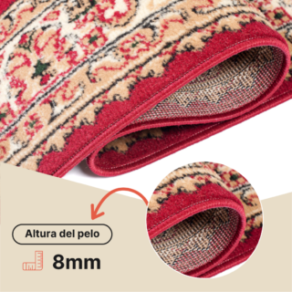 Alfombra Atlas Rojo Tradicional Rosetón Borde