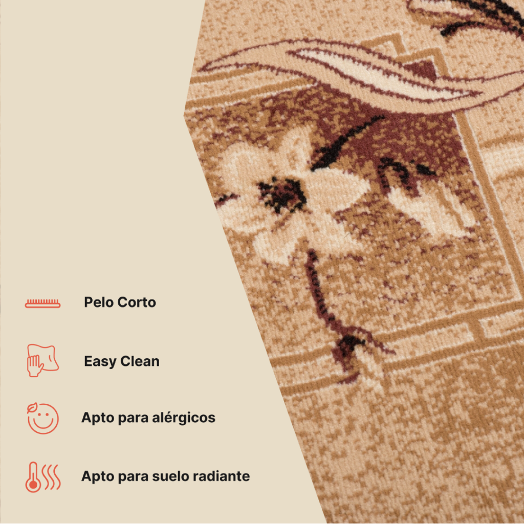 Alfombra Atlas Beige Marrón Clásico Floral
