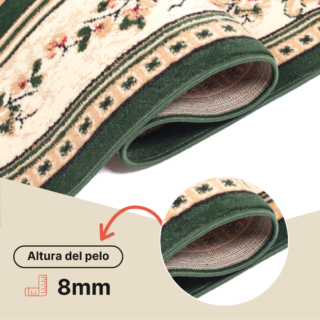 Alfombra Atlas Verde Crema Tradicional Medallón