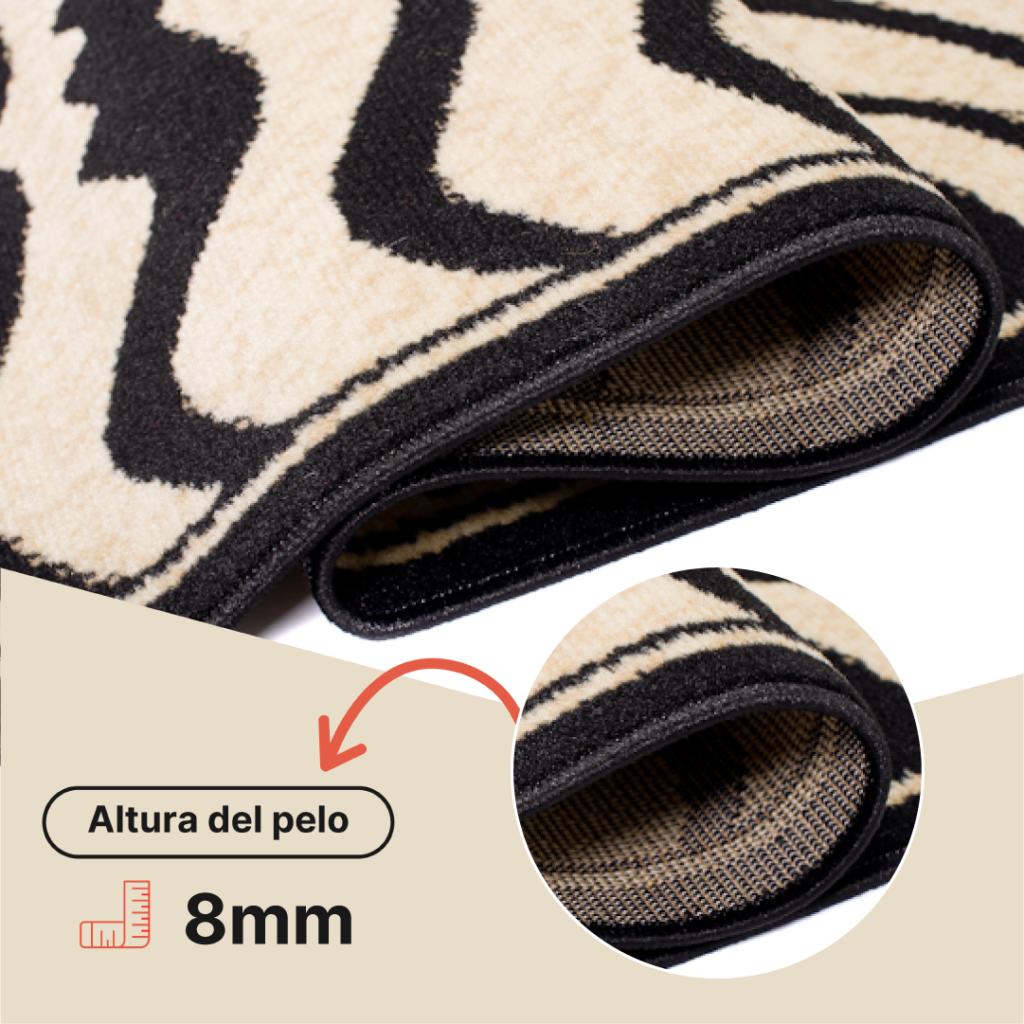Alfombra Atlas Negro Crema Estampado Animal Cebra