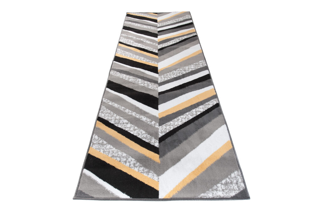 Alfombra de Pasillo Maya Gris Amarillo Geométrico Líneas