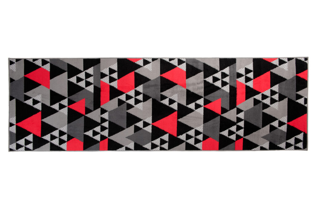 Alfombra de Pasillo Maya Gris Rojo Geométrico Triángulos